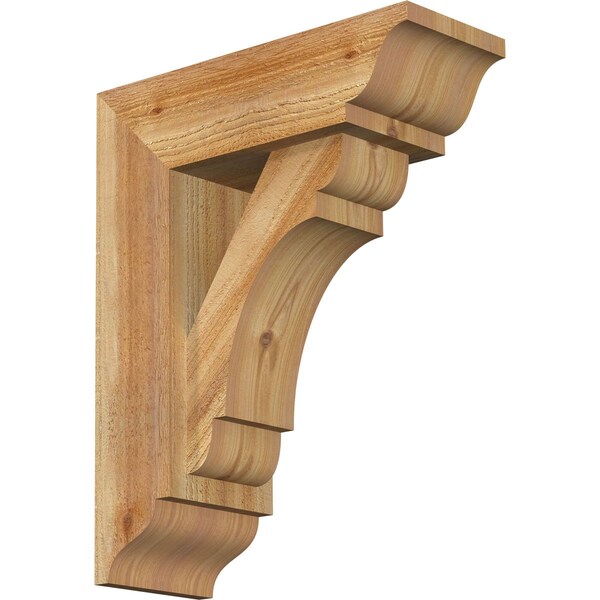 Ekena Millwork Olympic Traditional Rough Sawn Bracket w/ Offset Brace, Western Red Cedar, 6"W x 16"D x 20"H BKT0604X16X20OLY01RWR - main